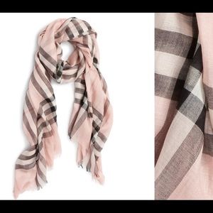 Giant Check Print Wool & Silk Scarf  - New